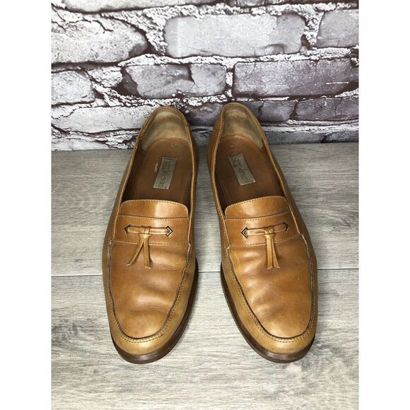 Gianni Versace Brown Leather Slip On Tassel Bow Dress Loafers Shoes Men Sz 9B US - Picture 2 of 16